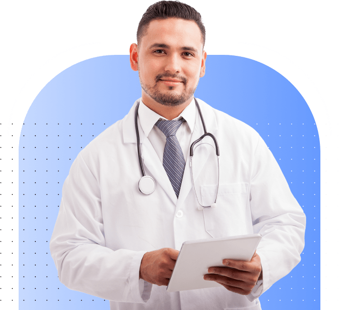 Friendly male primary care doctor smiling confidently.