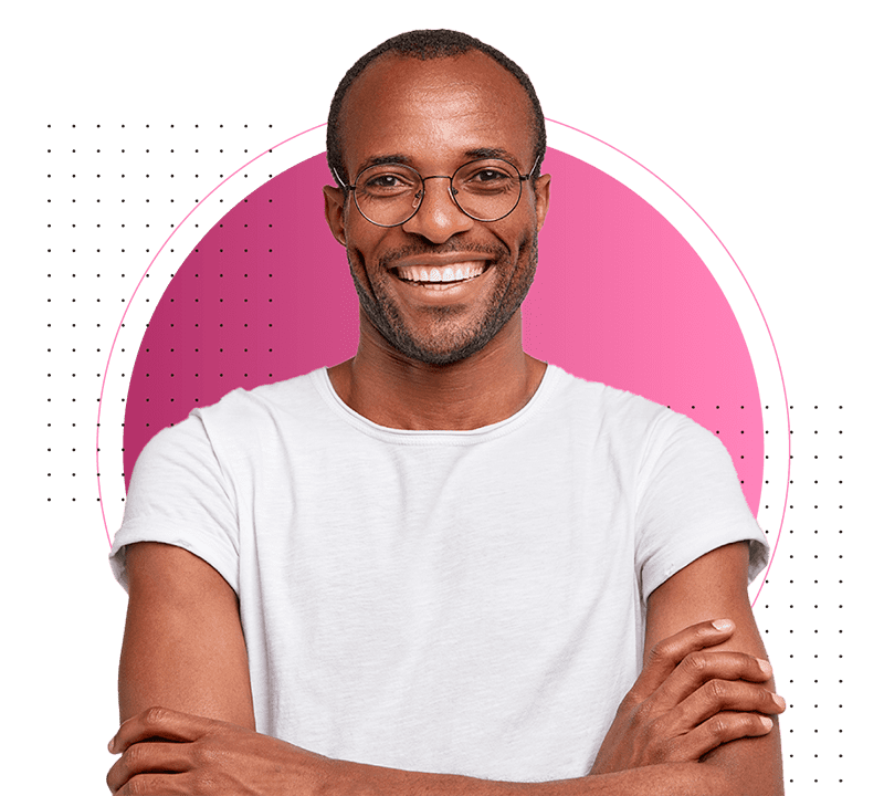 Smiling man in a clinical setting