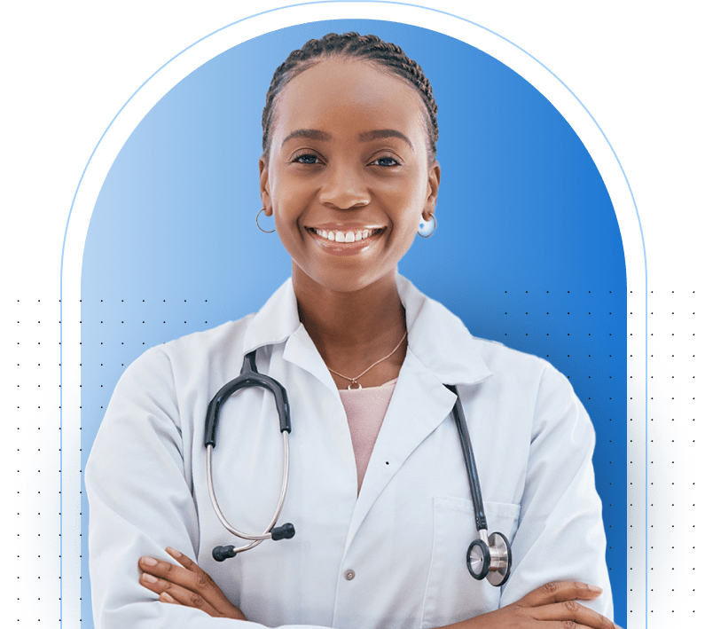 Confident female podiatry doctor in a clinic.